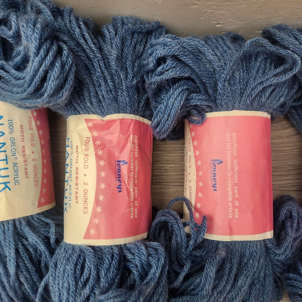 Vintage Penneys Frosted Blue Nantuk Yarn 8oz Germantown Weight Orlon Acrylic - Picture 5 of 12